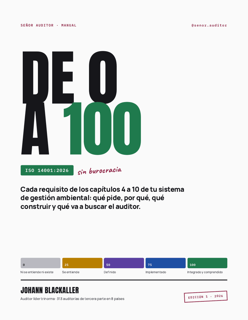 Portada del manual De 0 a 100 en ISO 14001