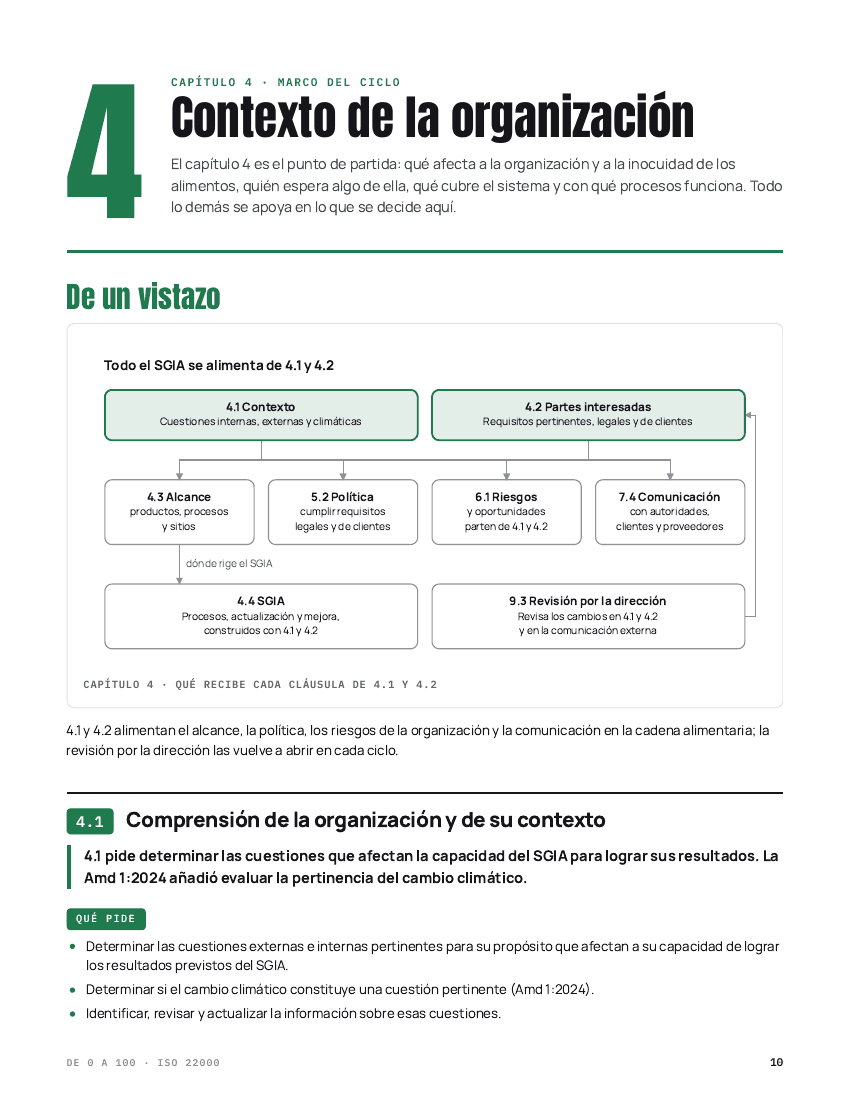 Página de muestra: la ficha de la cláusula 4.1