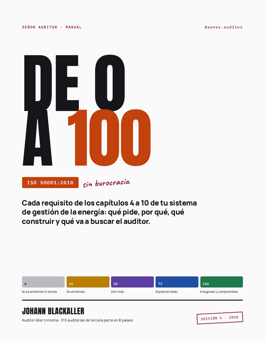 Portada del manual De 0 a 100 en ISO 50001