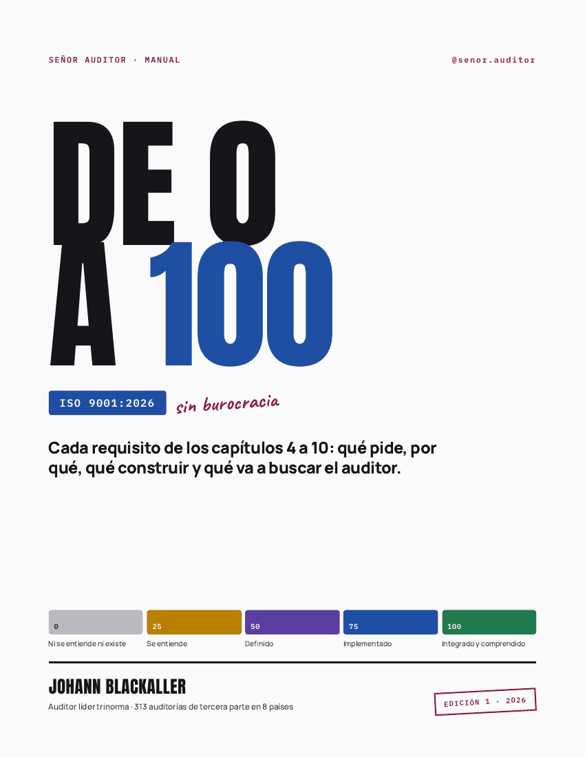 Portada del manual De 0 a 100 en ISO 9001